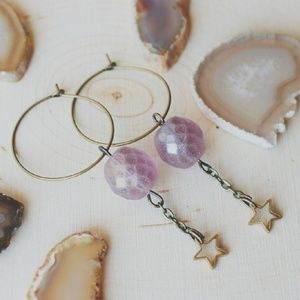 Stardust ~ a pair of handmade boho hoop earrings.